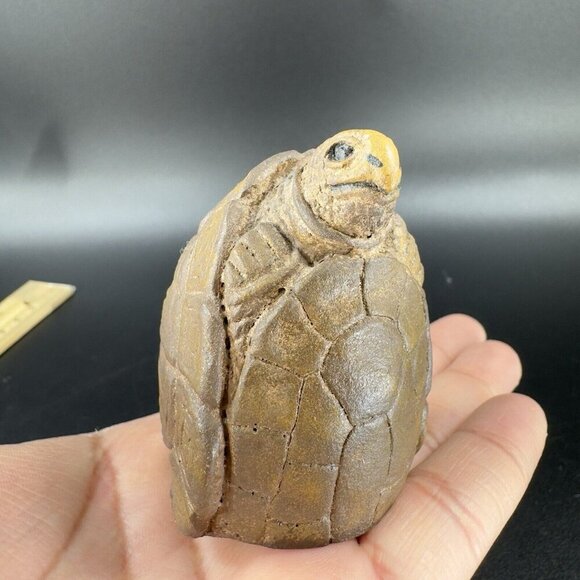 Vintage Whimsical Resin Turtle Figurine Brown Textured Figure Anthropomorphic - Picture 11 of 12